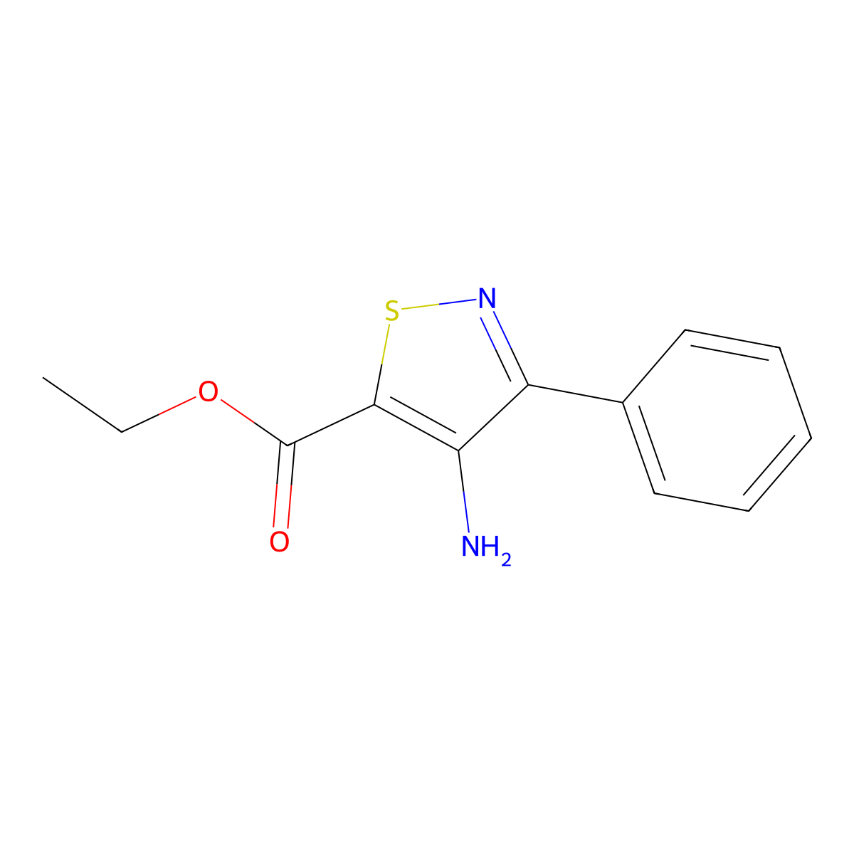 Ethyl 4-amino-3-phenyl-1,2-thiazole-5-carboxylate molecular structure, CAS 65237-13-0