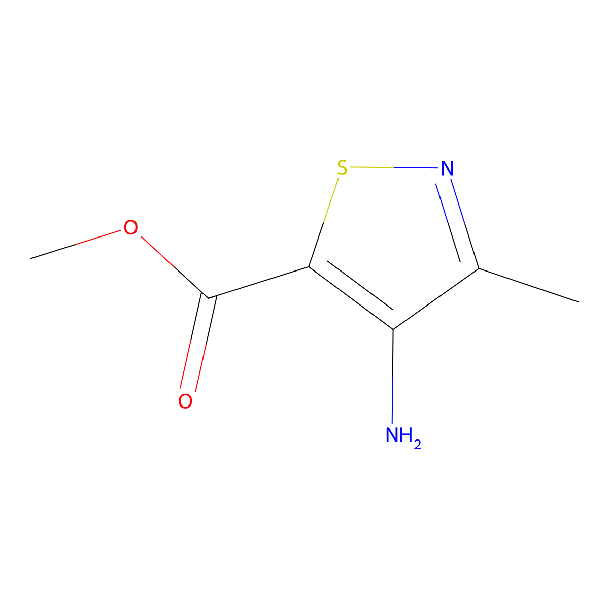 Methyl 4-amino-3-methyl-1,2-thiazole-5-carboxylate molecular structure, CAS 65237-26-5