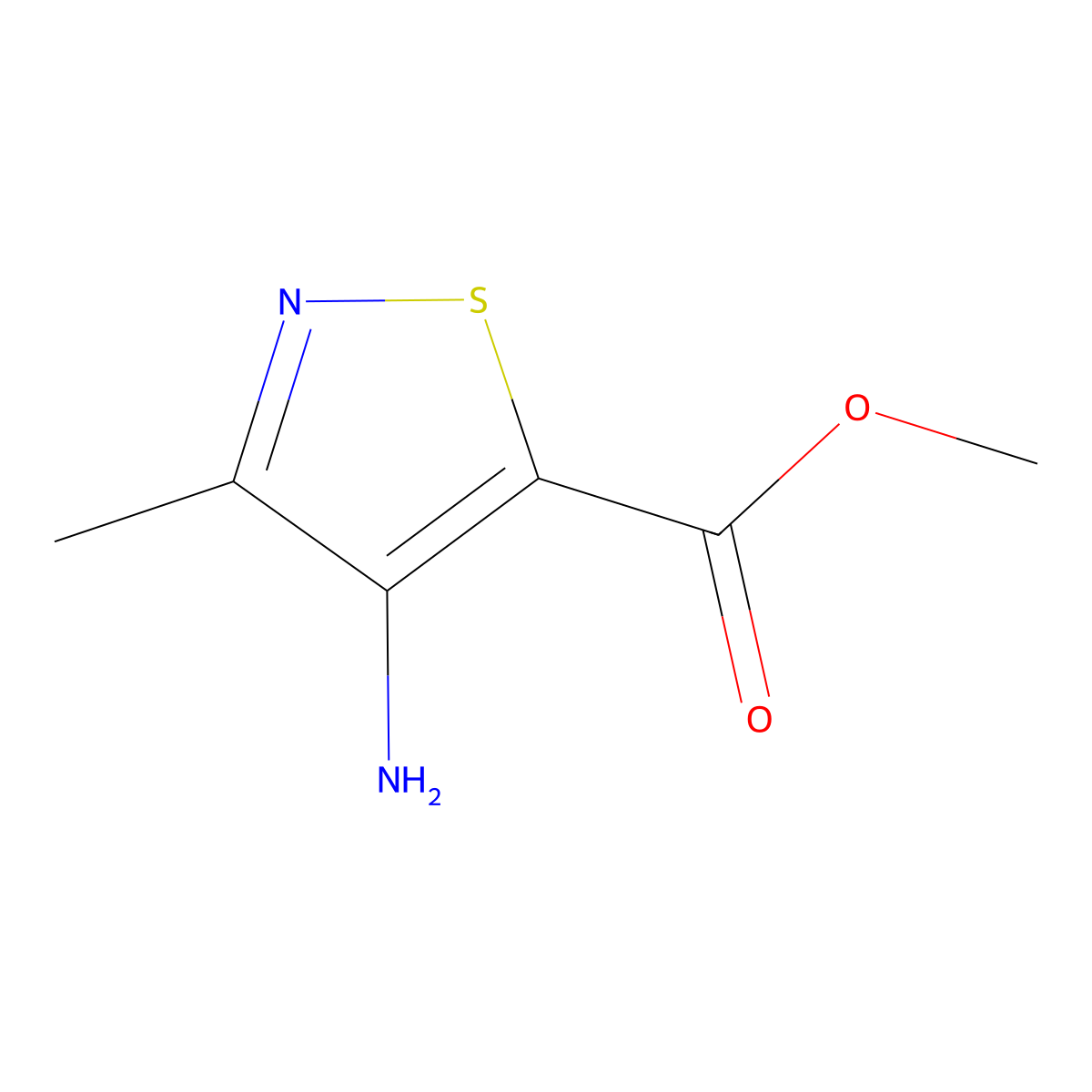 Methyl 4-amino-3-methyl-1,2-thiazole-5-carboxylate molecular structure, CAS 65237-26-5