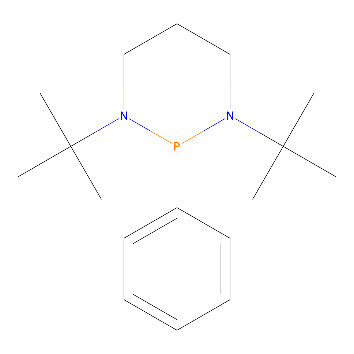 1,3-Bis(1,1-dimethylethyl)hexahydro-2-phenyl-1,3,2-diazaphosphorine molecular structure, CAS 65237-56-1
