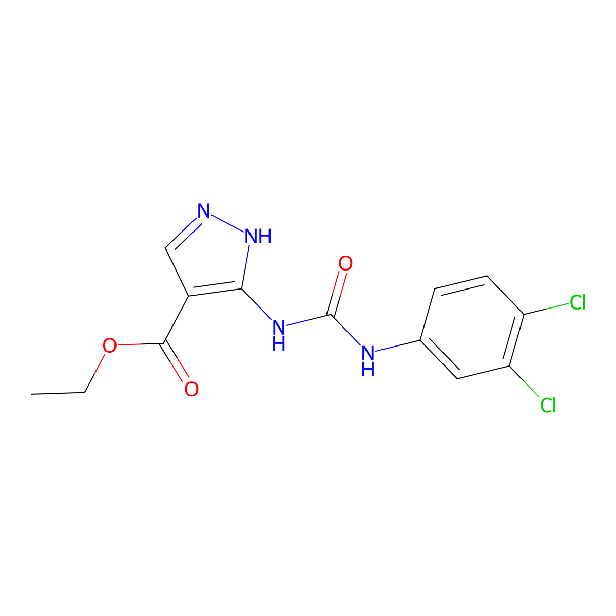 N'-(3,4-Dichlorophenyl)-N-[4-(ethoxycarbonyl)-1,2-dihydro-3H-pyrazol-3-ylidene]carbamimidic acid molecular structure, CAS 6524-80-7
