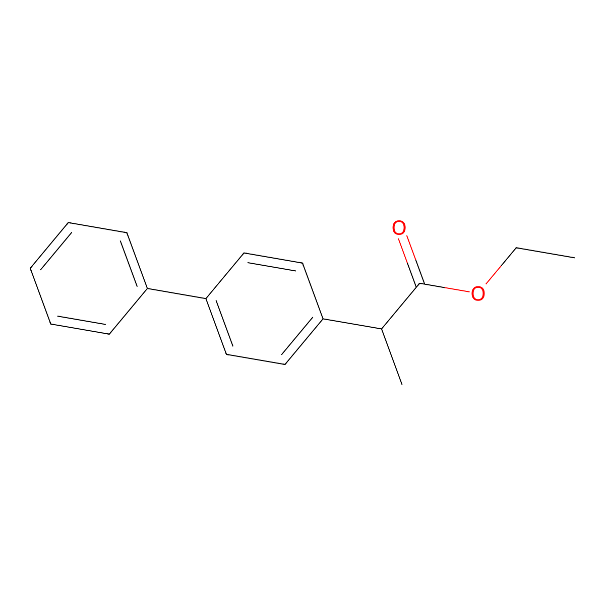 Ethyl 2-([1,1'-biphenyl]-4-yl)propanoate molecular structure, CAS 6524-81-8