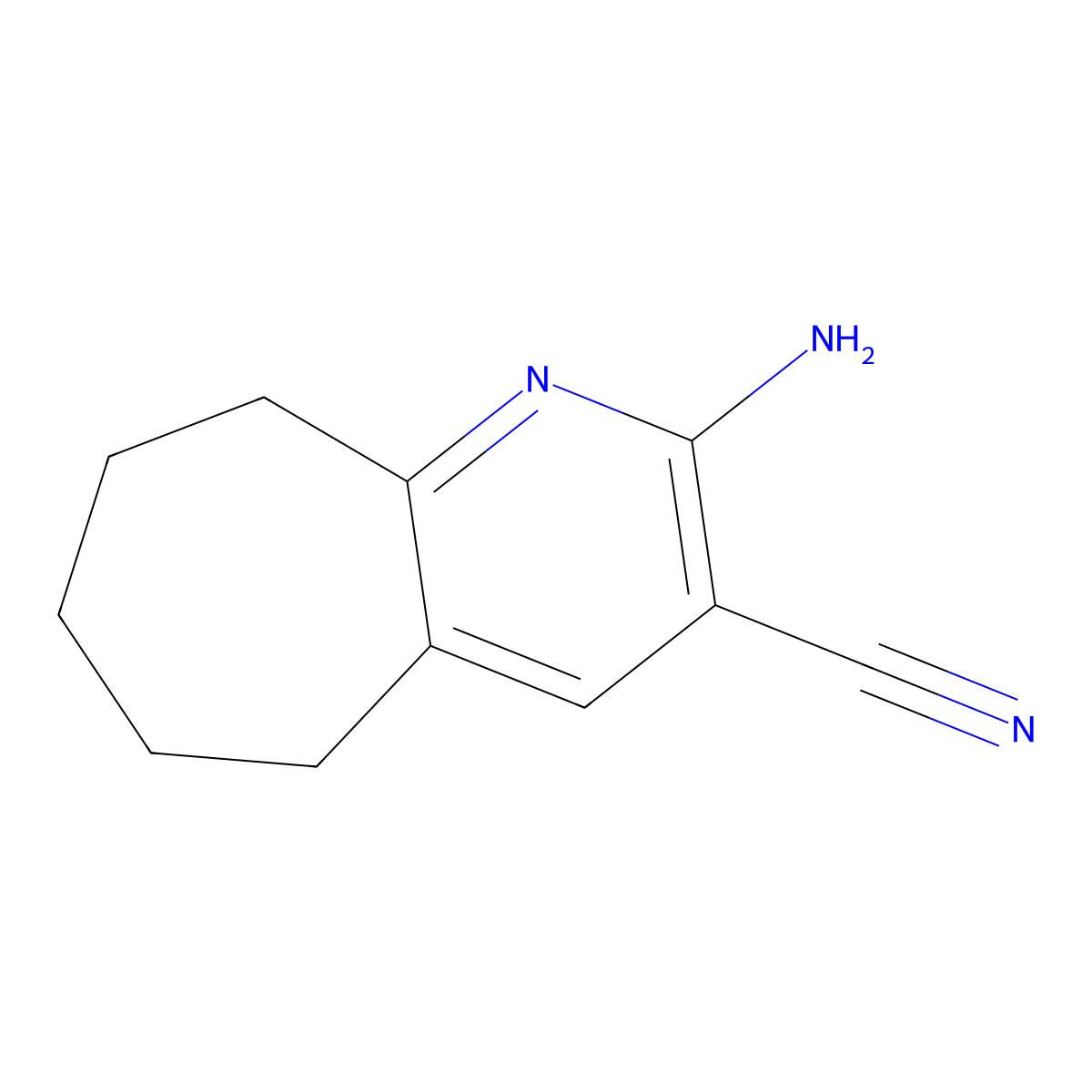 2-Amino-6,7,8,9-tetrahydro-5H-cyclohepta[b]pyridine-3-carbonitrile molecular structure, CAS 65242-20-8