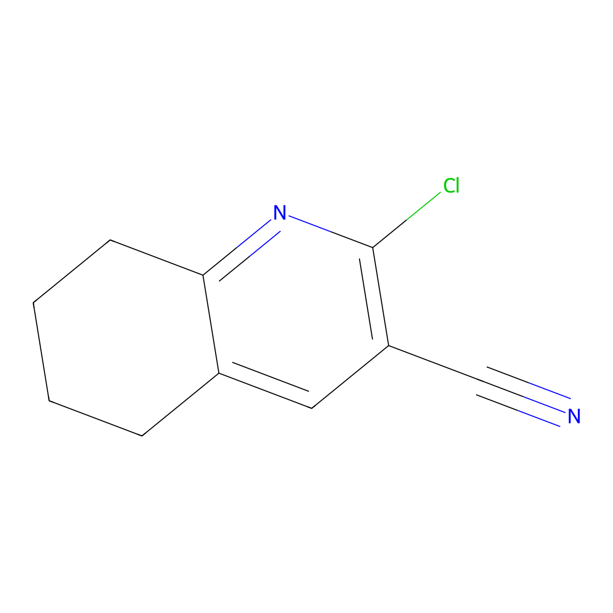 2-Chloro-5,6,7,8-tetrahydroquinoline-3-carbonitrile molecular structure, CAS 65242-27-5