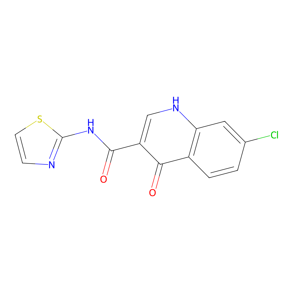 7-chloro-4-oxo-N-(1,3-thiazol-2-yl)-1,4-dihydroquinoline-3-carboxamide molecular structure, CAS 65246-67-5