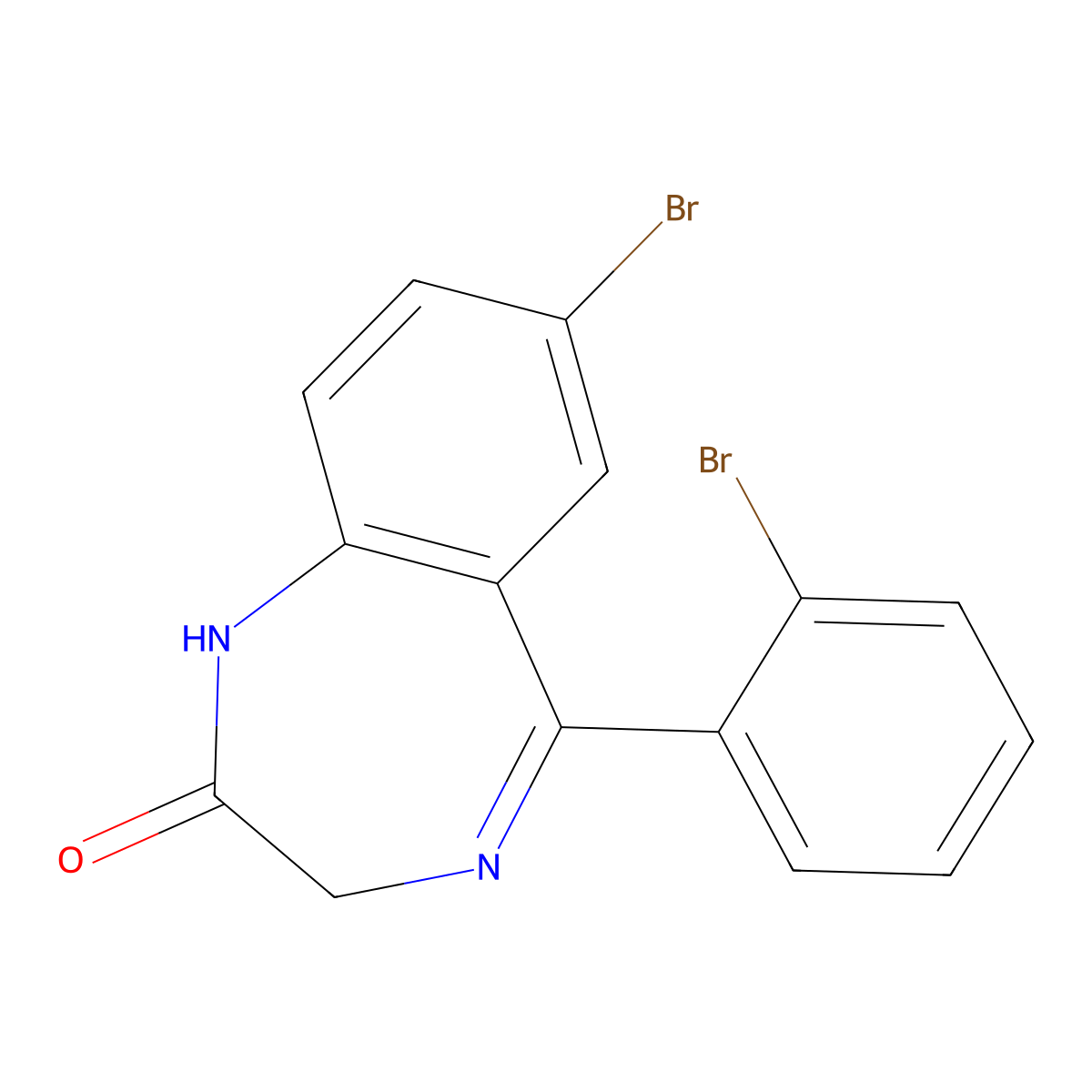 2H-1,4-Benzodiazepin-2-one, 7-bromo-5-(2-bromophenyl)-1,3-dihydro- molecular structure, CAS 65247-10-1