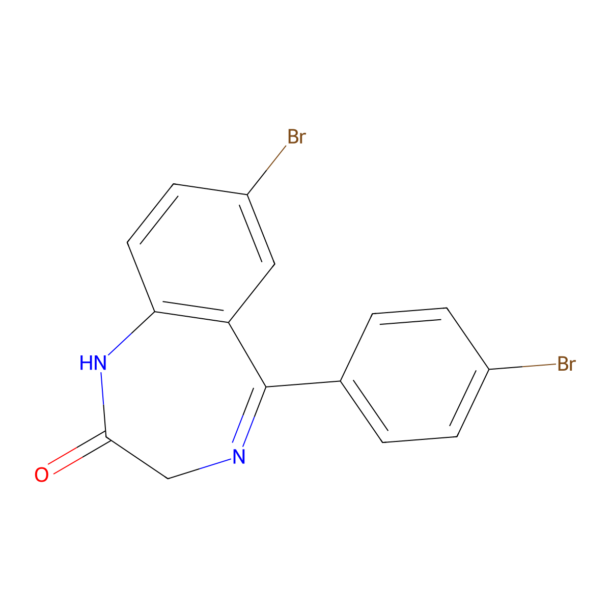 2H-1,4-Benzodiazepin-2-one, 7-bromo-5-(4-bromophenyl)-1,3-dihydro- molecular structure, CAS 65247-12-3