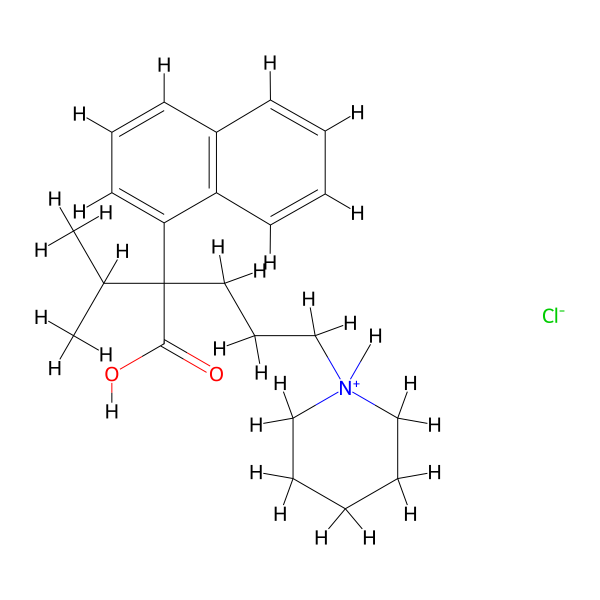 1-Naphthaleneacetic acid, alpha-isopropyl-alpha-(3-piperidinopropyl)-, hydrochloride molecular structure, CAS 6525-13-9