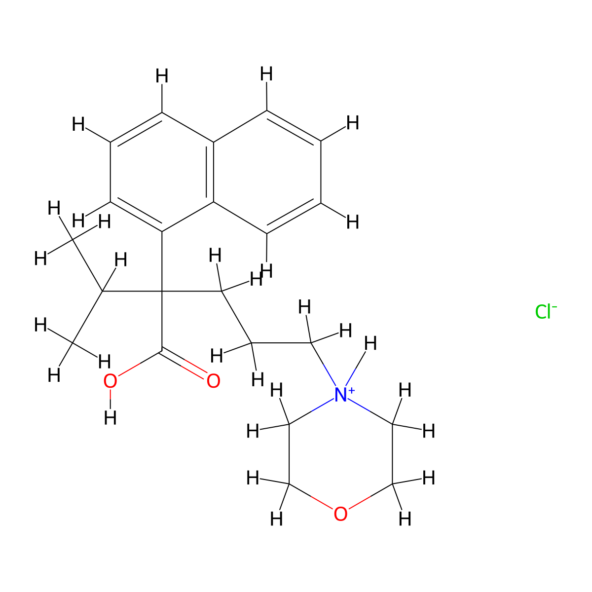 1-Naphthaleneacetic acid, alpha-isopropyl-alpha-(3-morpholinopropyl)-, hydrochloride molecular structure, CAS 6525-14-0