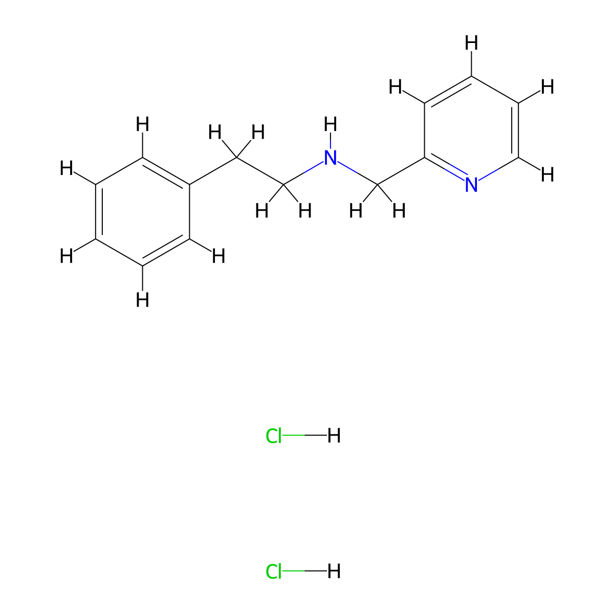 (2-Phenylethyl)(2-pyridinylmethyl)amine dihydrochloride molecular structure, CAS 6525-16-2