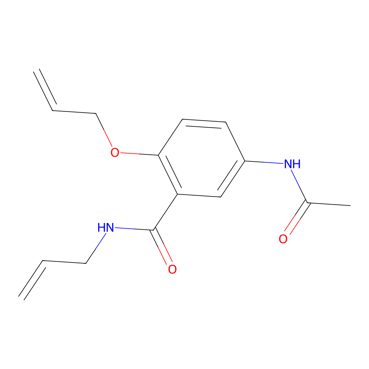 Benzamide, 5-acetamido-N-allyl-2-allyloxy- molecular structure, CAS 6525-27-5