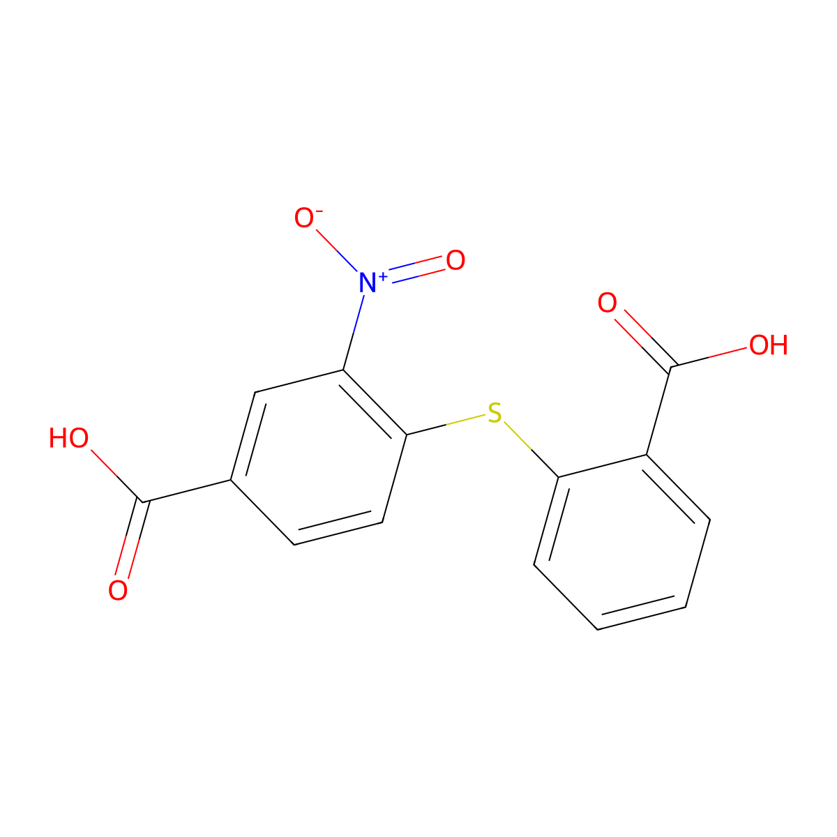 4-(2-Carboxy-phenylsulfanyl)-3-nitro-benzoic acid molecular structure, CAS 6525-41-3