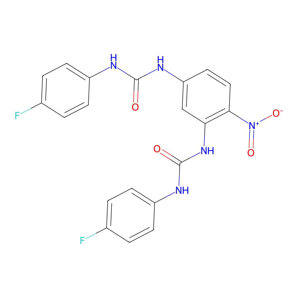1-(4-Fluorophenyl)-3-[3-[(4-fluorophenyl)carbamoylamino]-4-nitrophenyl]urea molecular structure, CAS 6525-70-8