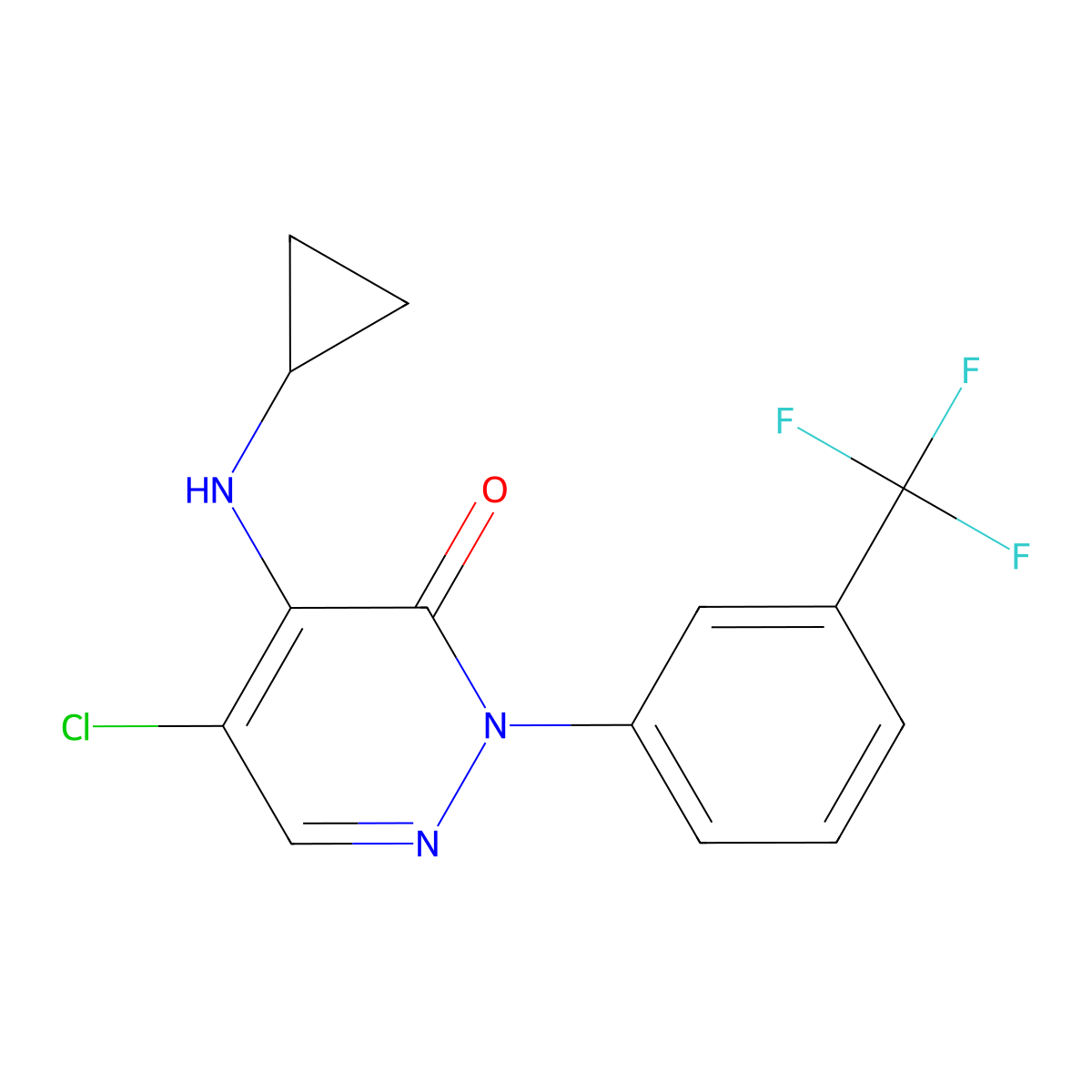 5-Chloro-4-(cyclopropylamino)-2-(3-(trifluoromethyl)phenyl)pyridazin-3(2H)-one molecular structure, CAS 65269-77-4
