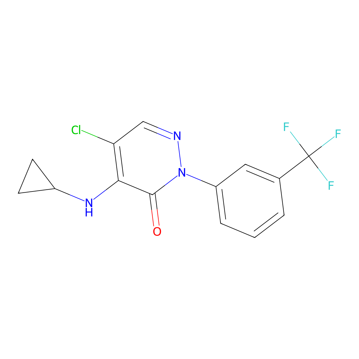 5-Chloro-4-(cyclopropylamino)-2-(3-(trifluoromethyl)phenyl)pyridazin-3(2H)-one molecular structure, CAS 65269-77-4