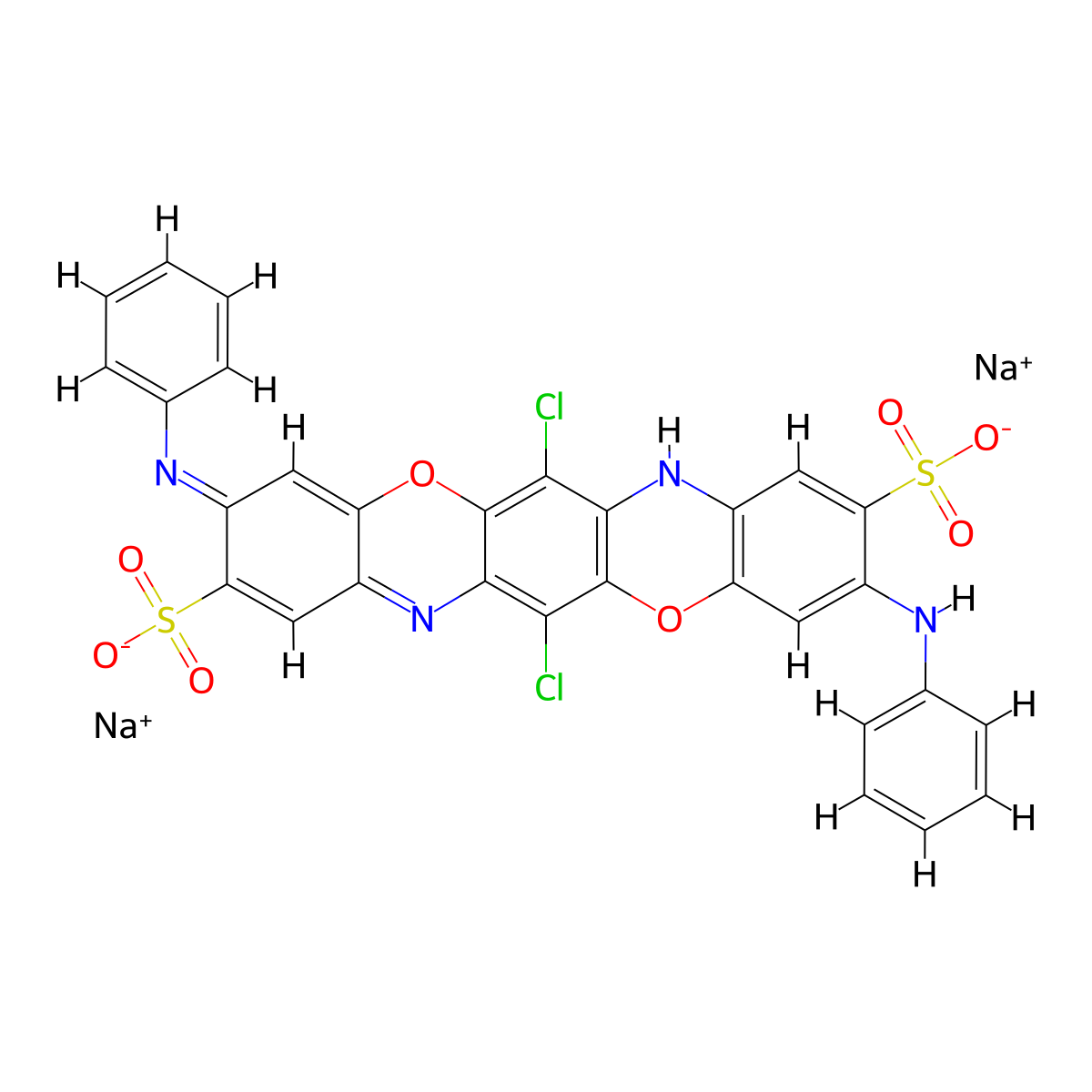 Disodium 6,13-dichloro-3,10-bis(phenylamino)triphenodioxazine-2,9-disulphonate molecular structure, CAS 6527-70-4