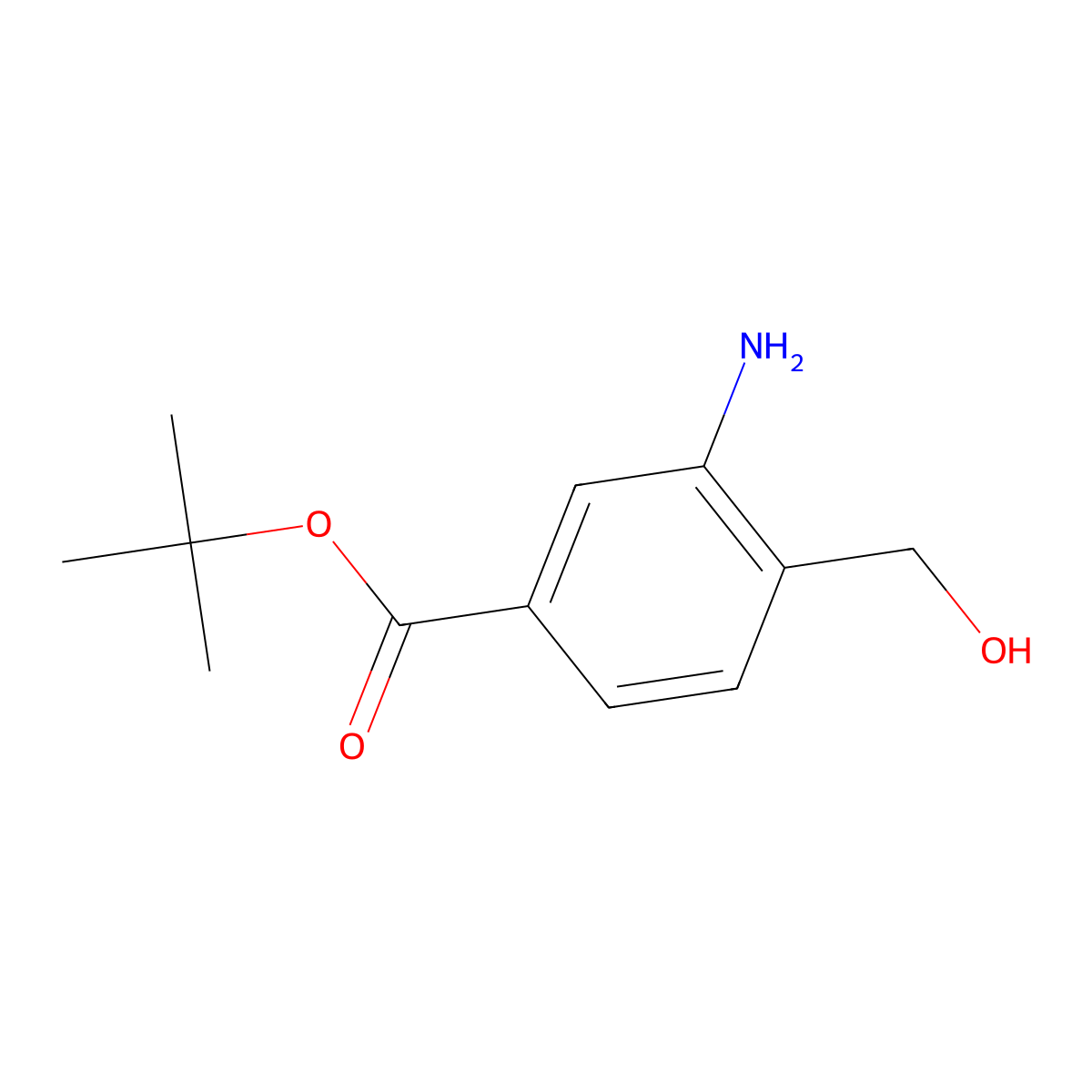 Tert-butyl 3-amino-4-(hydroxymethyl)benzoate molecular structure, CAS 65276-92-8