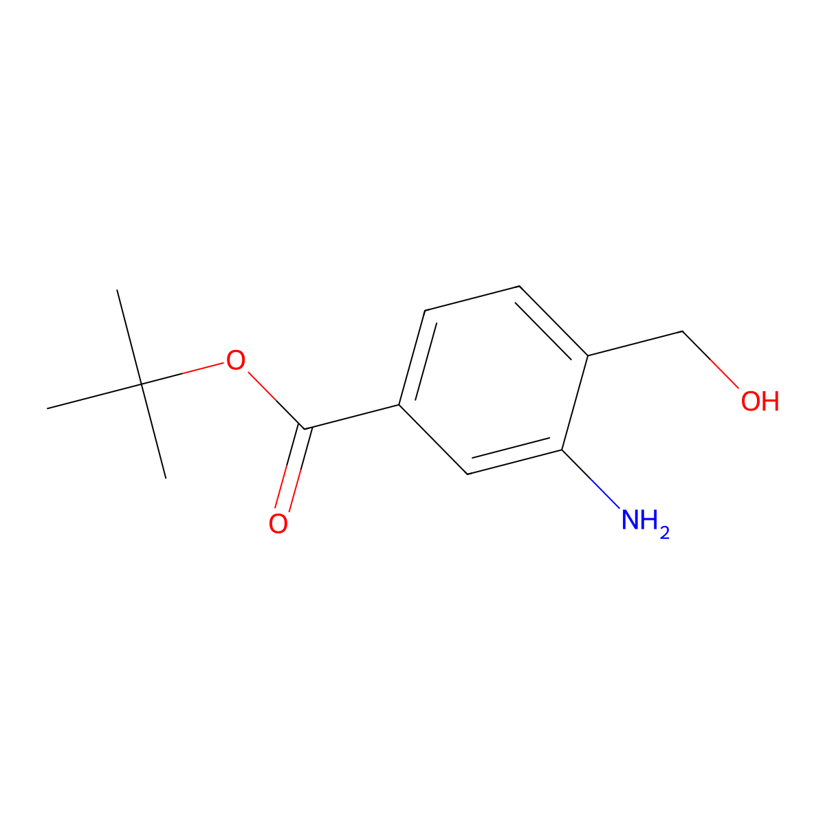 Tert-butyl 3-amino-4-(hydroxymethyl)benzoate molecular structure, CAS 65276-92-8
