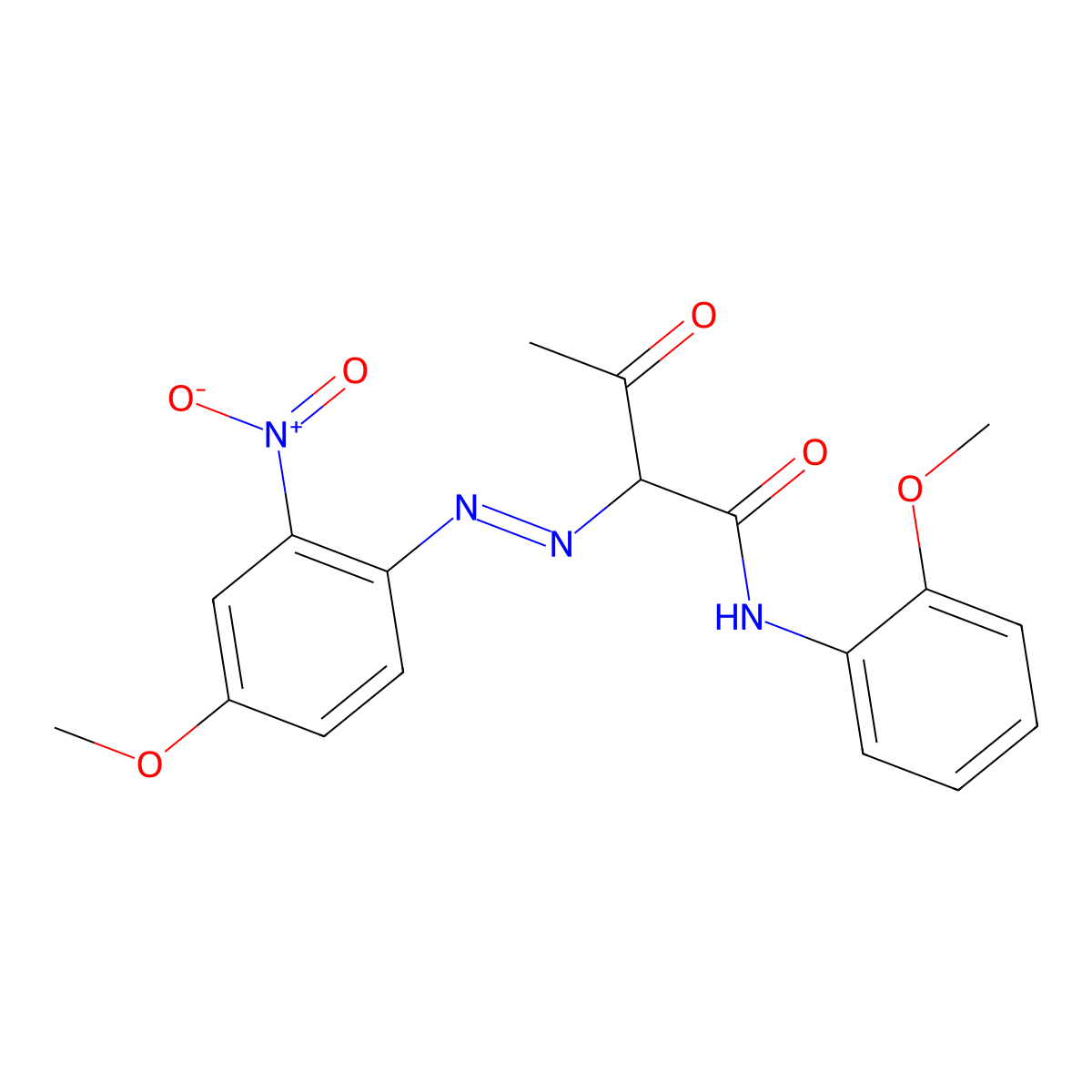 Butanamide, 2-[2-(4-methoxy-2-nitrophenyl)diazenyl]-N-(2-methoxyphenyl)-3-oxo- molecular structure, CAS 6528-34-3