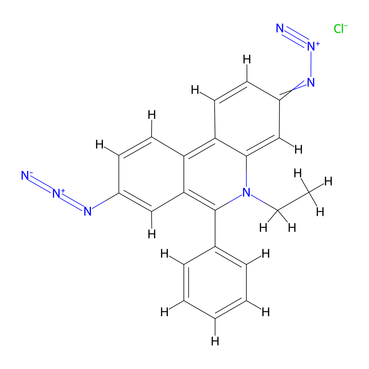 3,8-Diazido-5-ethyl-6-phenylphenanthridinium chloride molecular structure, CAS 65282-36-2