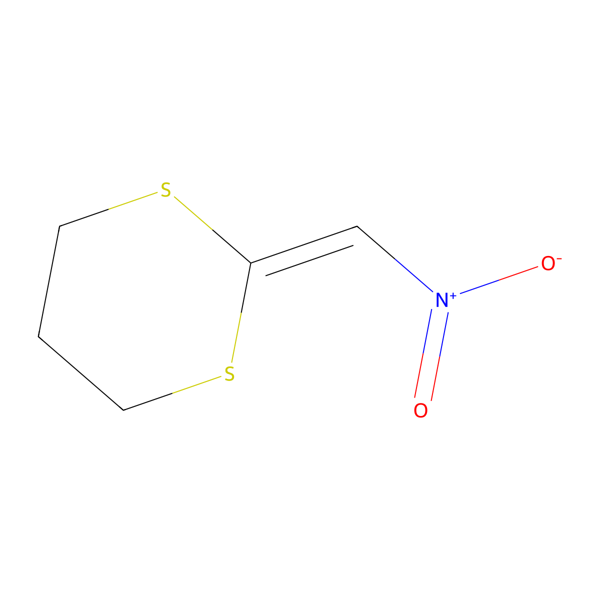 2-(Nitromethylidene)-1,3-dithiane molecular structure, CAS 65284-09-5