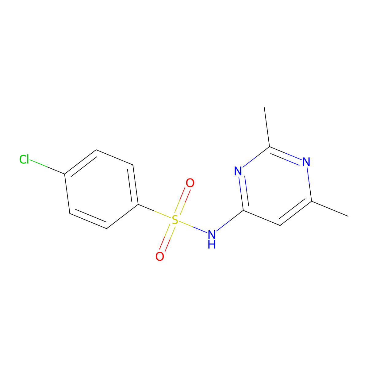 4-chloro-N-(2,6-dimethylpyrimidin-4-yl)benzenesulfonamide molecular structure, CAS 6529-18-6