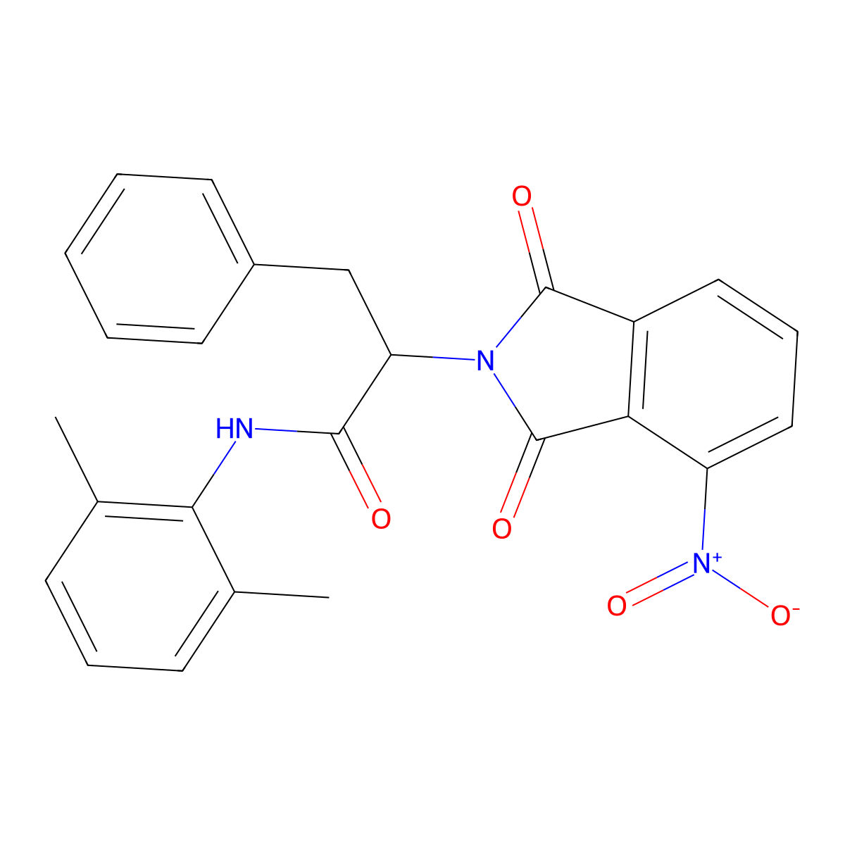 N-(2,6-dimethylphenyl)-2-(4-nitro-1,3-dioxo-isoindol-2-yl)-3-phenyl-propanamide molecular structure, CAS 6529-27-7