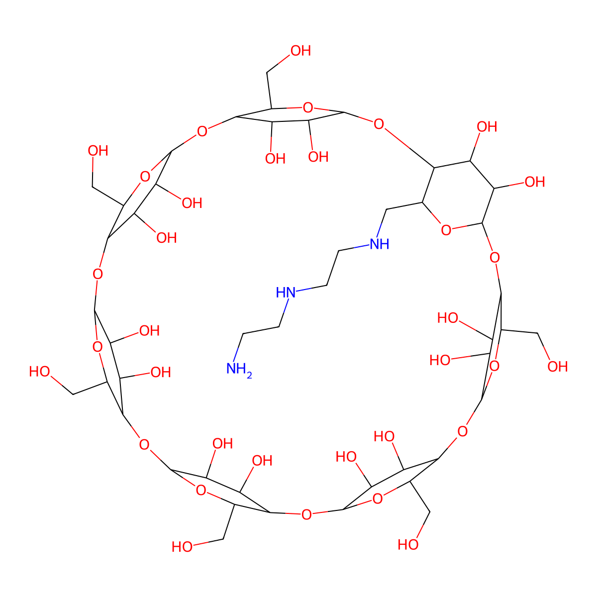 Mono-(6-(diethylenetriamine)-6-deoxy)-beta-Cyclodextrin molecular structure, CAS 65294-32-8