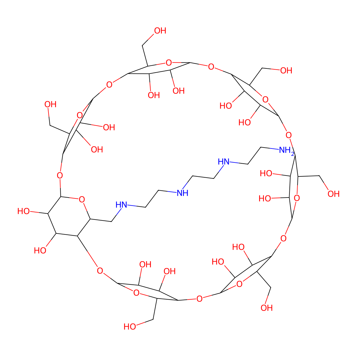 mono-(6-(triethylenetetraamine)-6-deoxy)-beta-Cyclodextrin molecular structure, CAS 65294-33-9