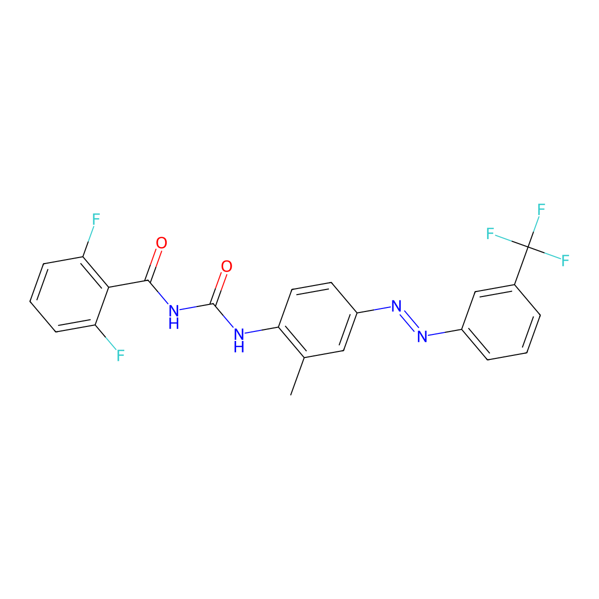Benzamide, 2,6-difluoro-N-[[[2-methyl-4-[2-[3-(trifluoromethyl)phenyl]diazenyl]phenyl]amino]carbonyl]- molecular structure, CAS 652967-62-9