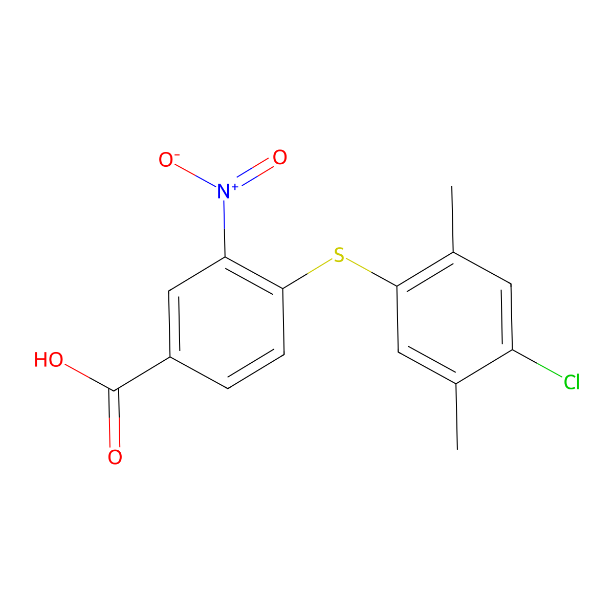 4-[(4-Chloro-2,5-dimethylphenyl)thio]-3-nitrobenzoic acid molecular structure, CAS 652967-64-1