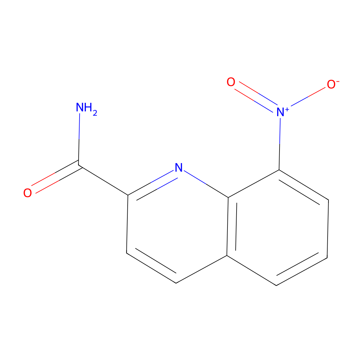 8-Nitro-quinoline-2-carboxylic acid amide molecular structure, CAS 652968-08-6