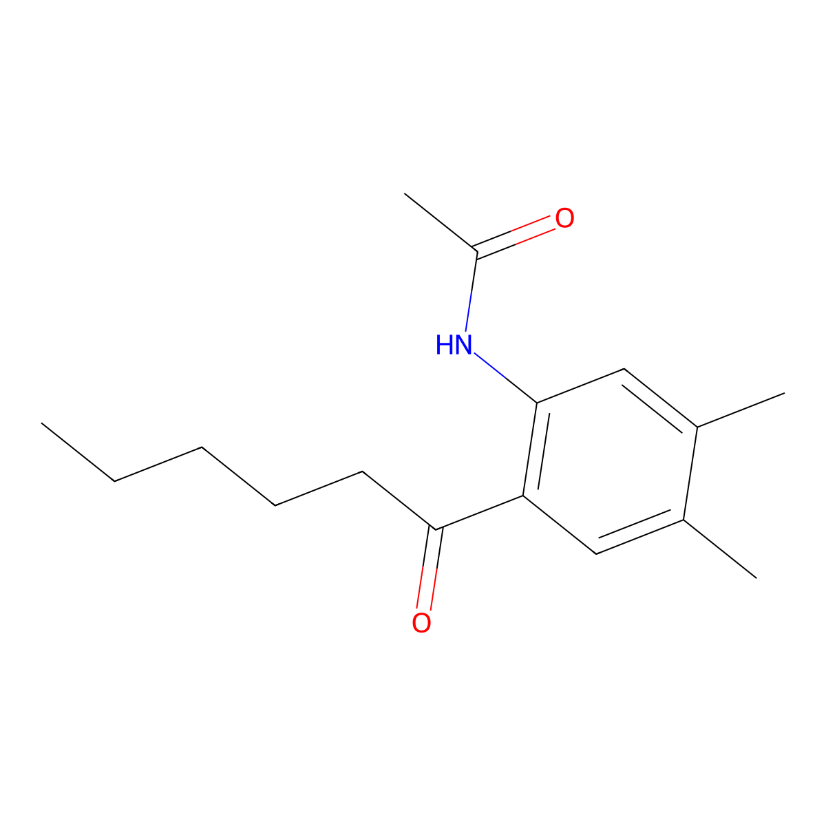 Acetamide, N-[4,5-dimethyl-2-(1-oxohexyl)phenyl]- molecular structure, CAS 65298-25-1