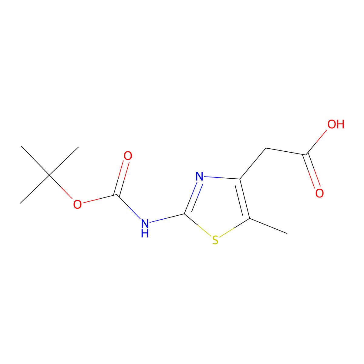 2-(2-((tert-Butoxycarbonyl)amino)-5-methylthiazol-4-yl)acetic acid molecular structure, CAS 652981-44-7