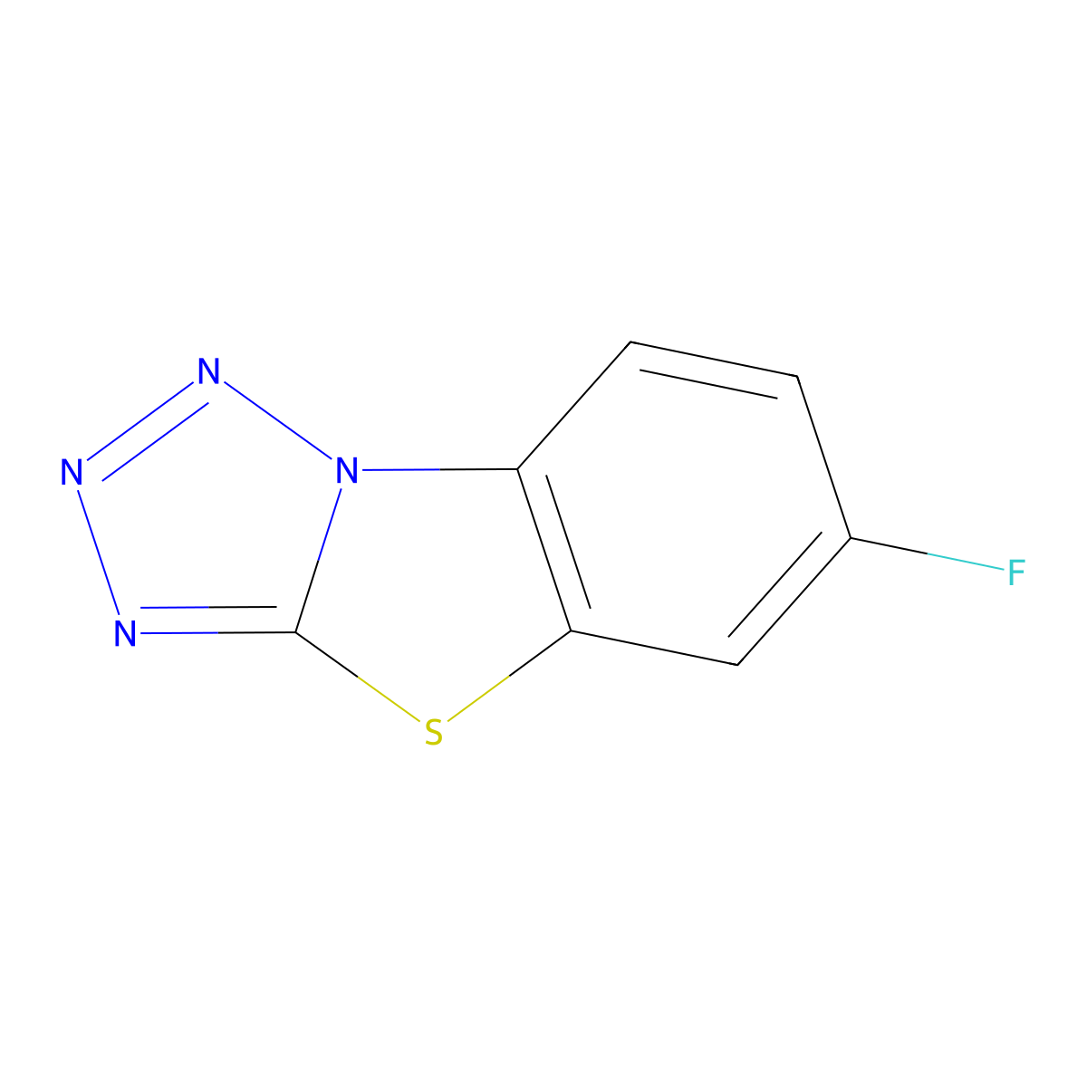 10-Fluoro-7-thia-2,3,4,5-tetraazatricyclo[6.4.0.0,2,6]dodeca-1(12),3,5,8,10-pentaene molecular structure, CAS 653-88-3