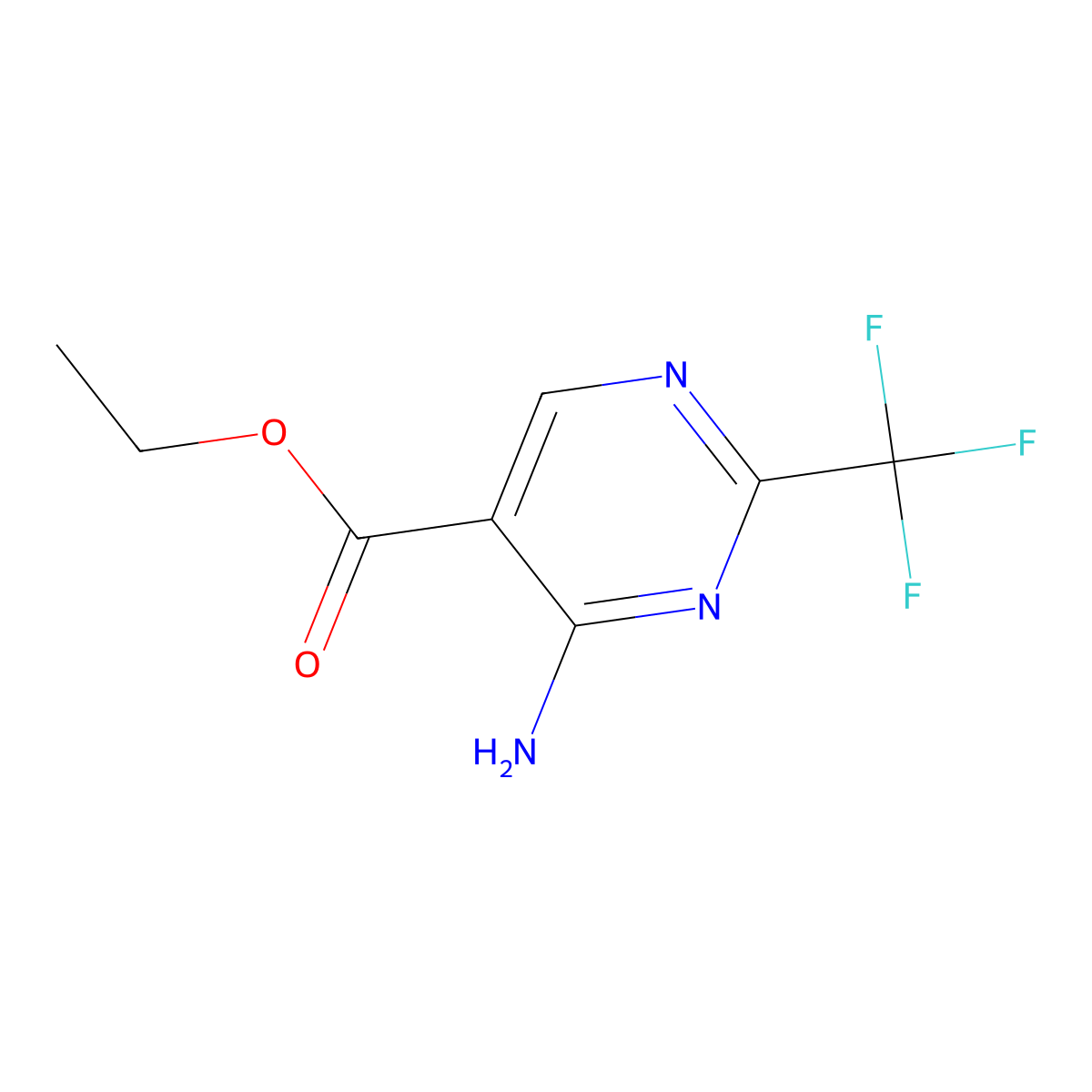 Ethyl 4-amino-2-(trifluoromethyl)pyrimidine-5-carboxylate molecular structure, CAS 653-95-2
