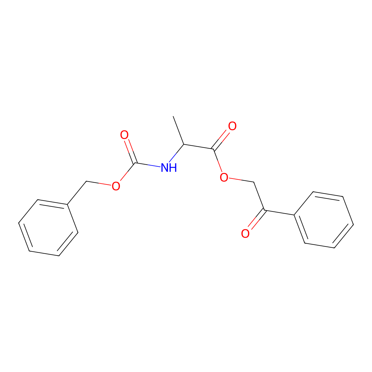 2-Oxo-2-phenylethyl ((benzyloxy)carbonyl)-L-alaninate molecular structure, CAS 6530-41-2