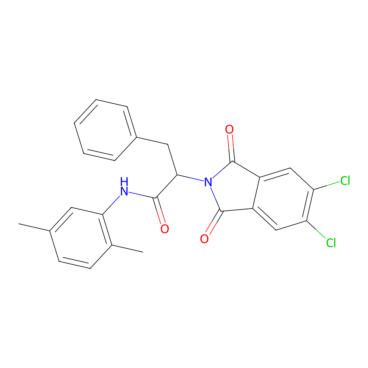 2-(5,6-dichloro-1,3-dioxo-1,3-dihydro-2H-isoindol-2-yl)-N-(2,5-dimethylphenyl)-3-phenylpropanamide molecular structure, CAS 6530-43-4