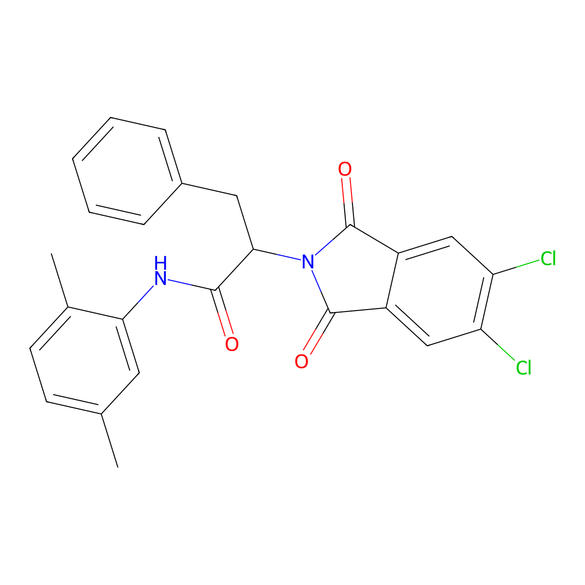 2-(5,6-dichloro-1,3-dioxo-1,3-dihydro-2H-isoindol-2-yl)-N-(2,5-dimethylphenyl)-3-phenylpropanamide molecular structure, CAS 6530-43-4