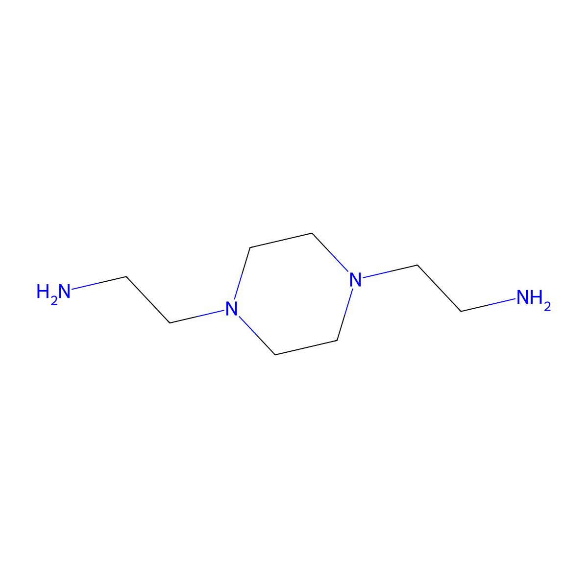 1,4-Piperazinediethylamine molecular structure, CAS 6531-38-0