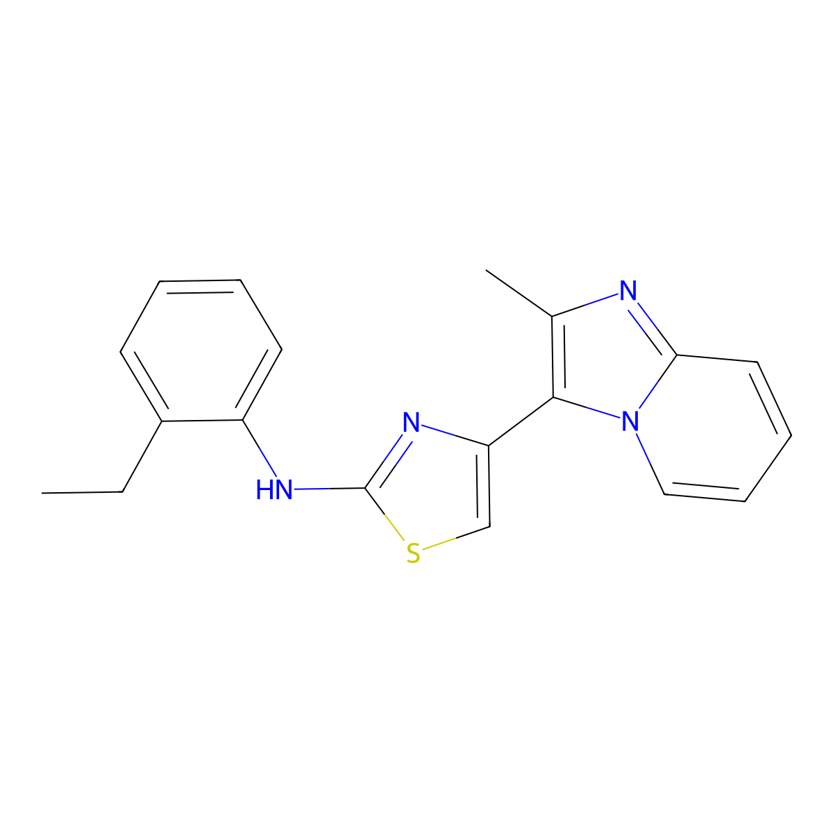 N-(2-ethylphenyl)-4-(2-methylimidazo[1,2-a]pyridin-3-yl)-1,3-thiazol-2-amine molecular structure, CAS 6531-84-6