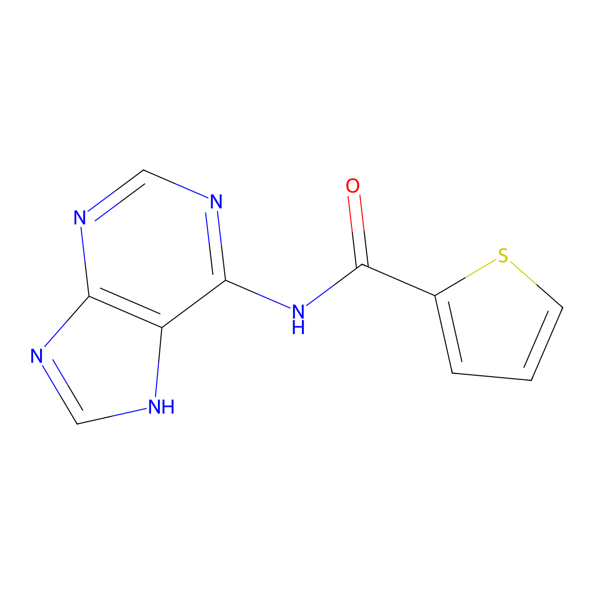 2-Thiophenecarboxamide, N-1H-purin-6-yl- molecular structure, CAS 65316-41-8