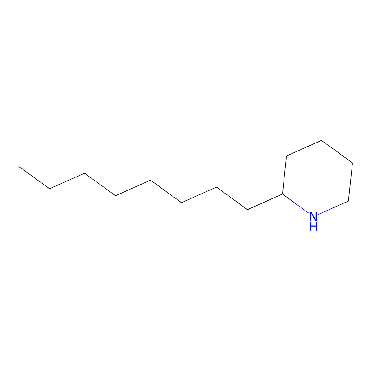 2-Octylpiperidine molecular structure, CAS 65319-21-3