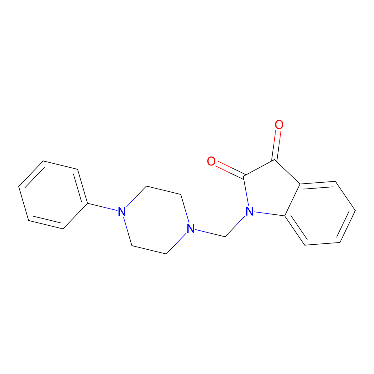 1-[(4-phenylpiperazin-1-yl)methyl]-1H-indole-2,3-dione molecular structure, CAS 6532-18-9