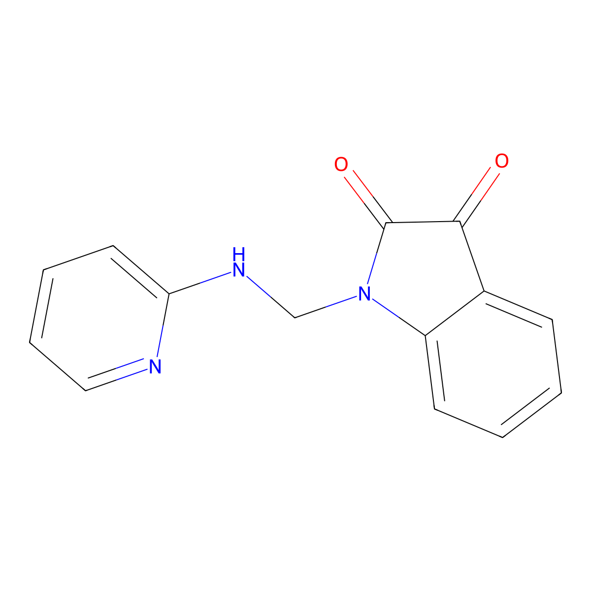 1-((Pyridin-2-ylamino)methyl)indoline-2,3-dione molecular structure, CAS 6532-24-7