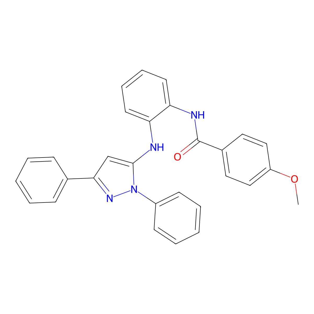 N-{2-[(1,3-diphenyl-1H-pyrazol-5-yl)amino]phenyl}-4-methoxybenzamide molecular structure, CAS 6532-30-5