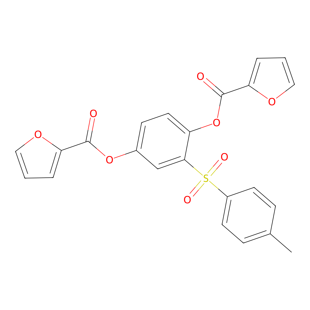 [4-(Furan-2-carbonyloxy)-3-(4-methylphenyl)sulfonylphenyl] furan-2-carboxylate molecular structure, CAS 6532-61-2