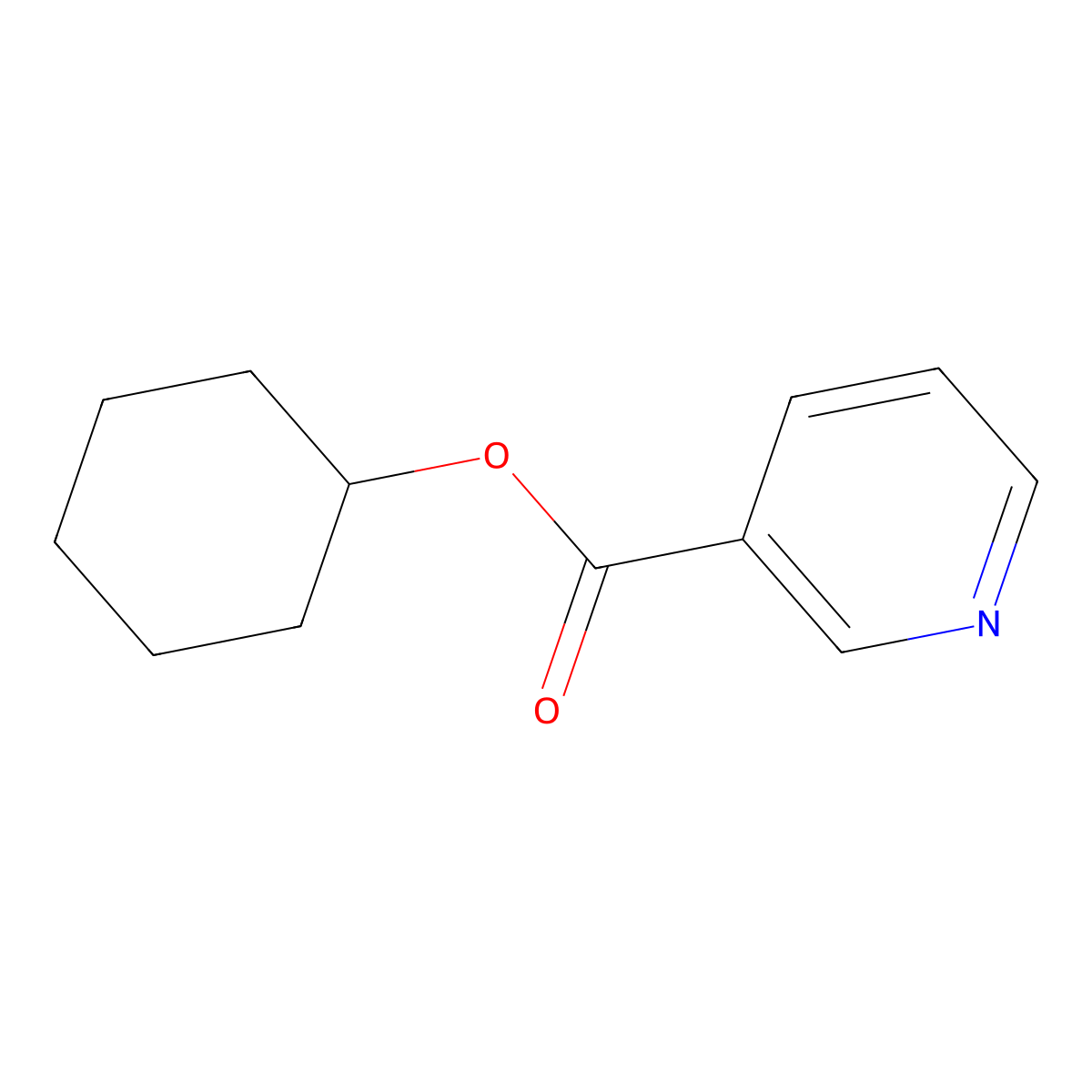 Nicotinic acid, cyclohexyl ester molecular structure, CAS 65321-38-2