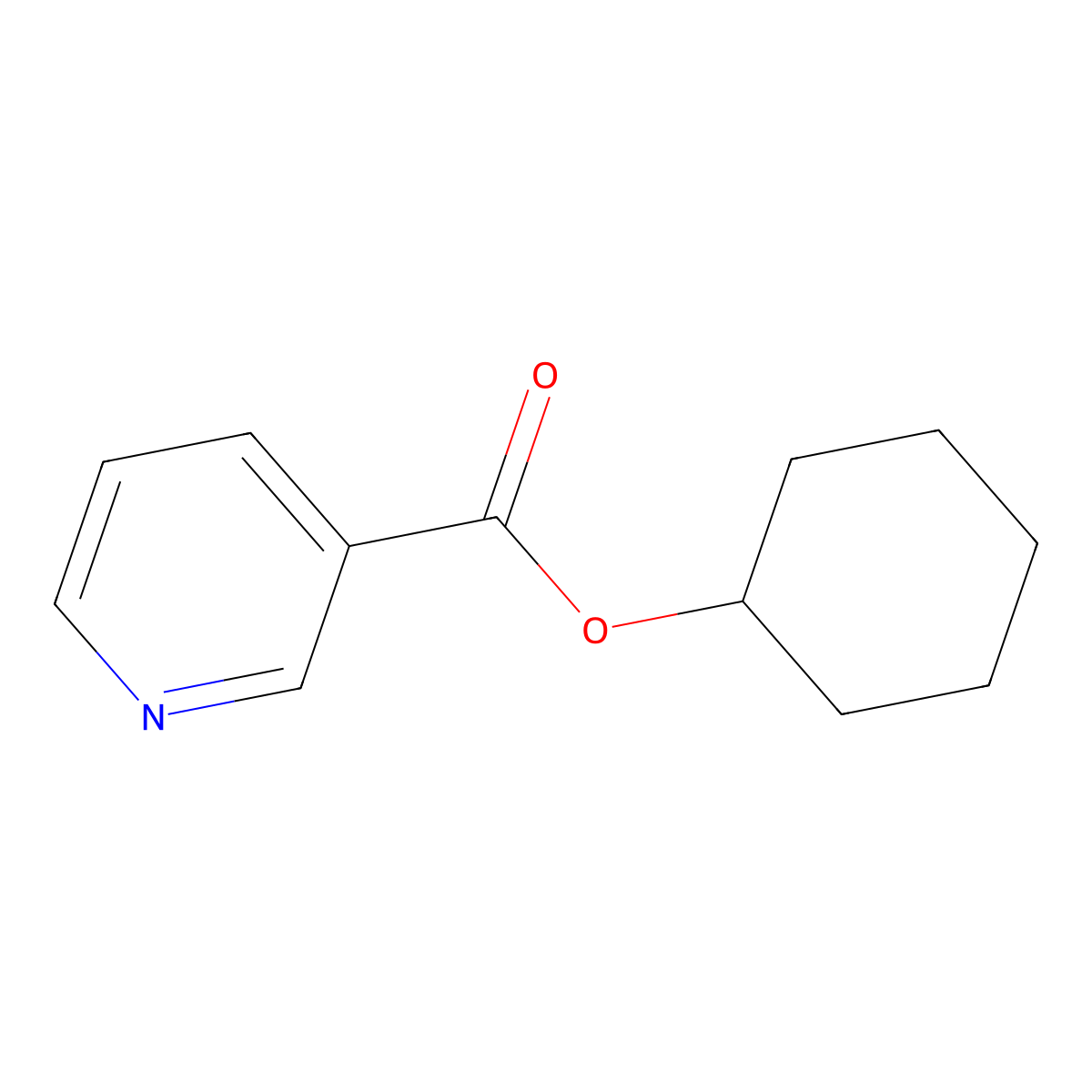 Nicotinic acid, cyclohexyl ester molecular structure, CAS 65321-38-2