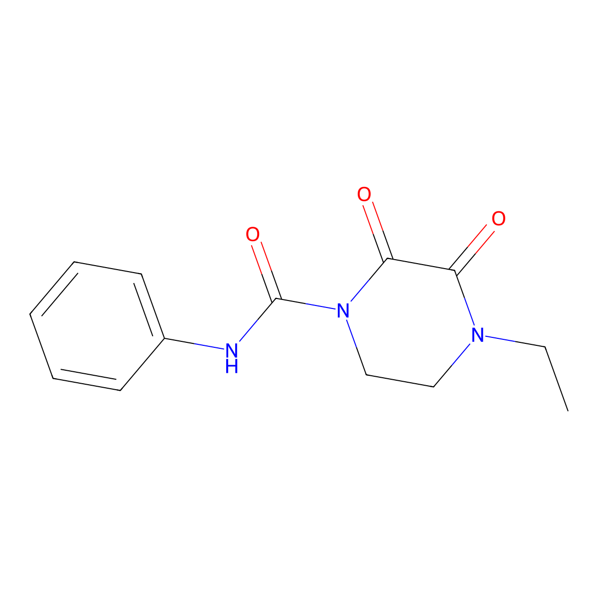 4-Ethyl-2,3-dioxo-piperazine-1-carboxylic acid anilide molecular structure, CAS 65322-79-4
